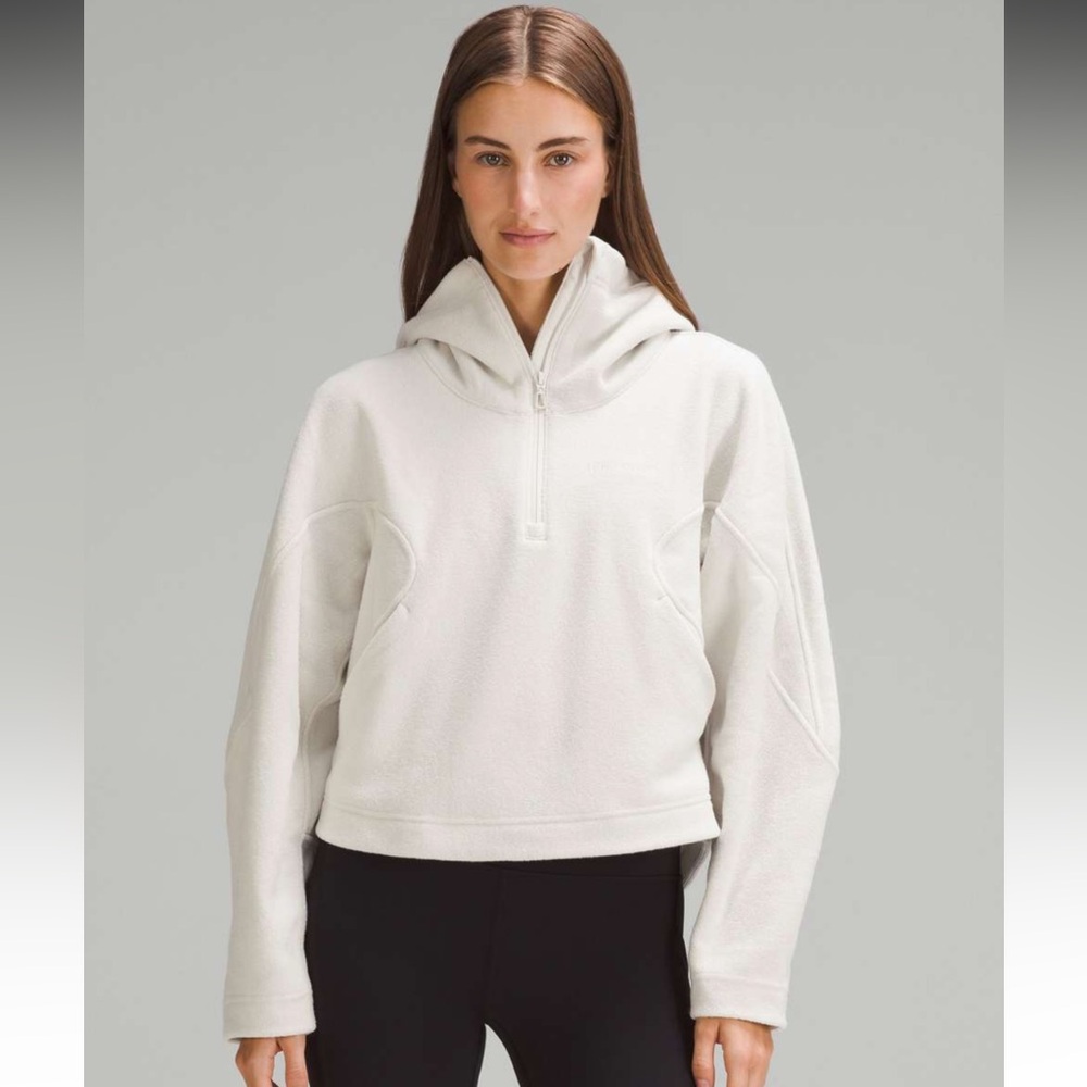 Lululemon Looped Terry Fleece Half-Zip Hoodie in 
Bone, 6
